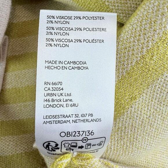 Anthropologie Maeve CARYS Mock Neck Sweater Womens Large Gold Striped Oversized - Picture 8 of 9